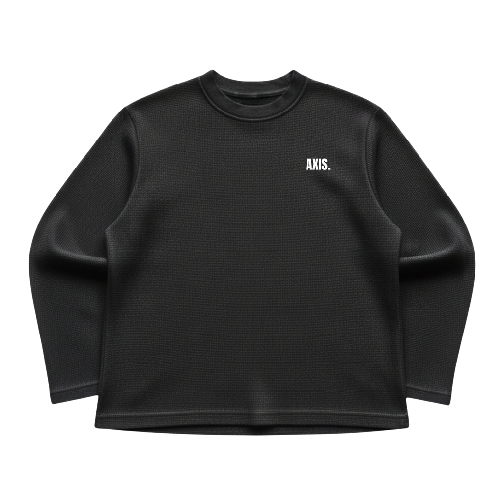 Black Waffle Knit Oversized Tee