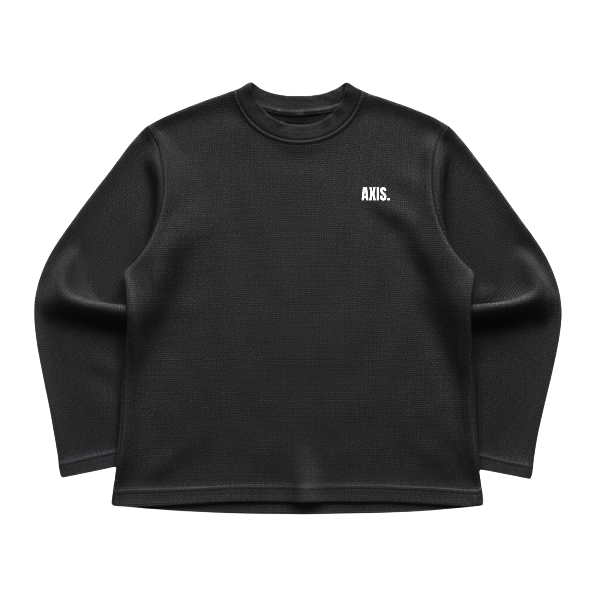 Black Waffle Knit Oversized Tee