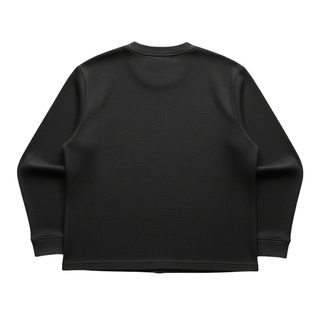 Black Waffle Knit Oversized Tee