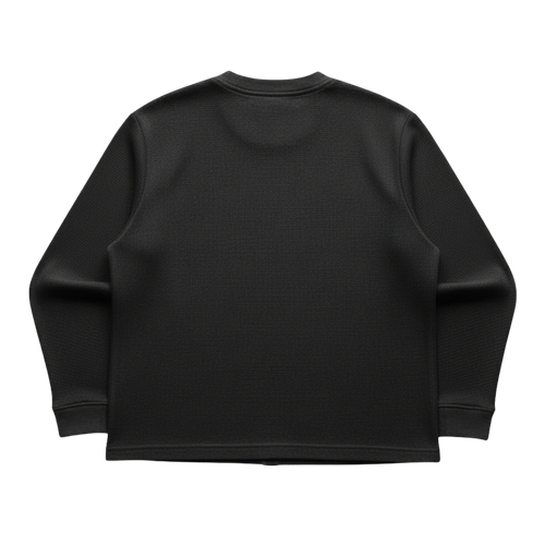 Black Waffle Knit Oversized Tee