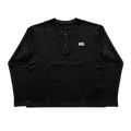Black Henley Waffle Knit Tee