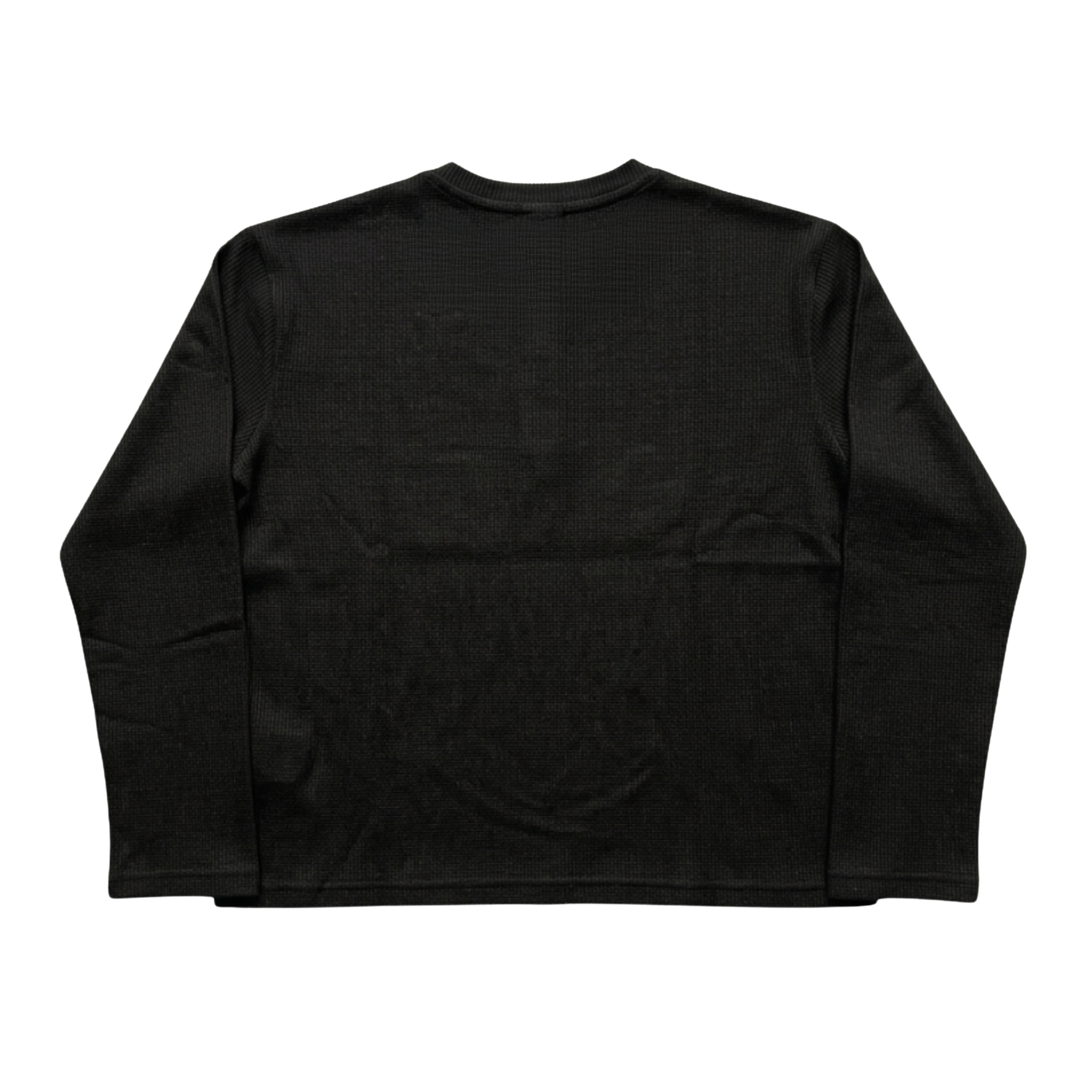 Black Henley Waffle Knit Tee