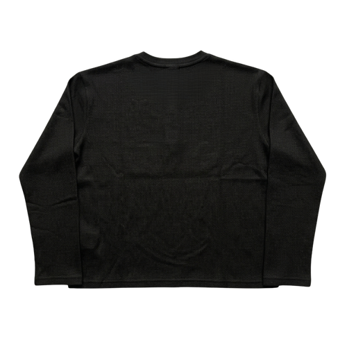 Black Henley Waffle Knit Tee