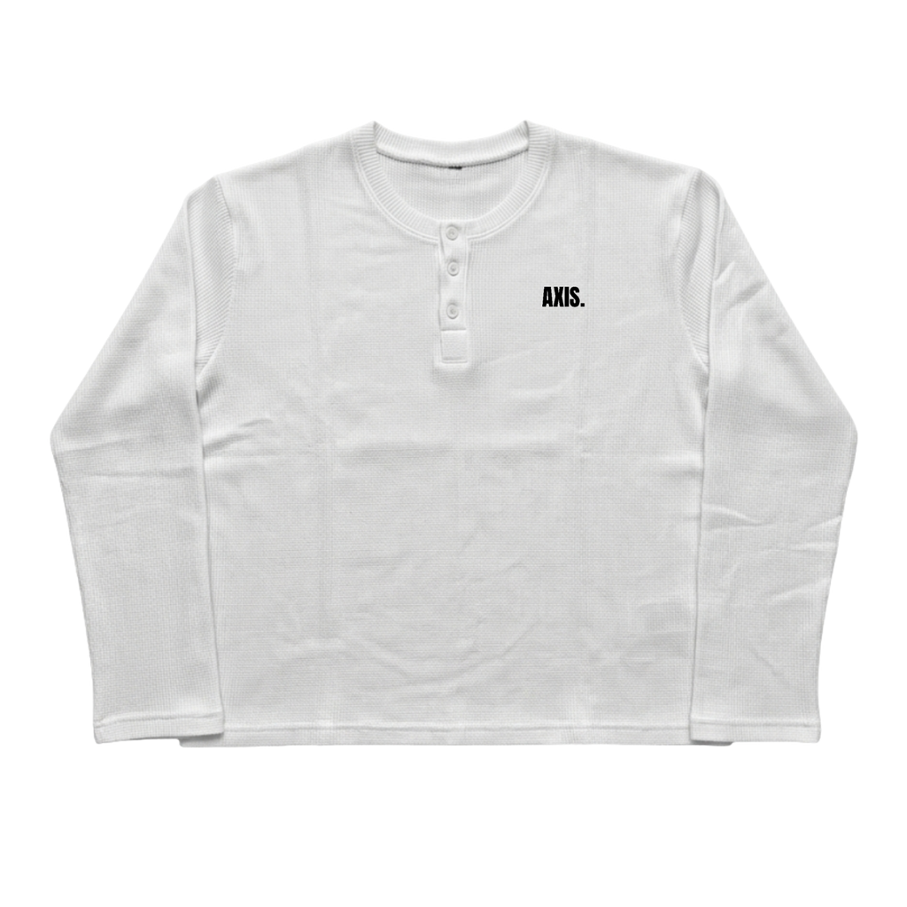 White Henley Waffle Knit Tee
