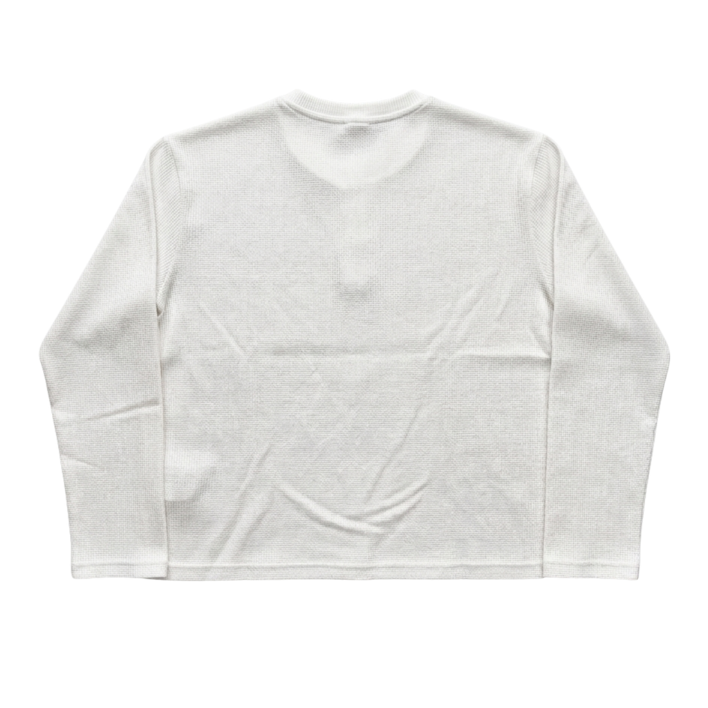 White Henley Waffle Knit Tee